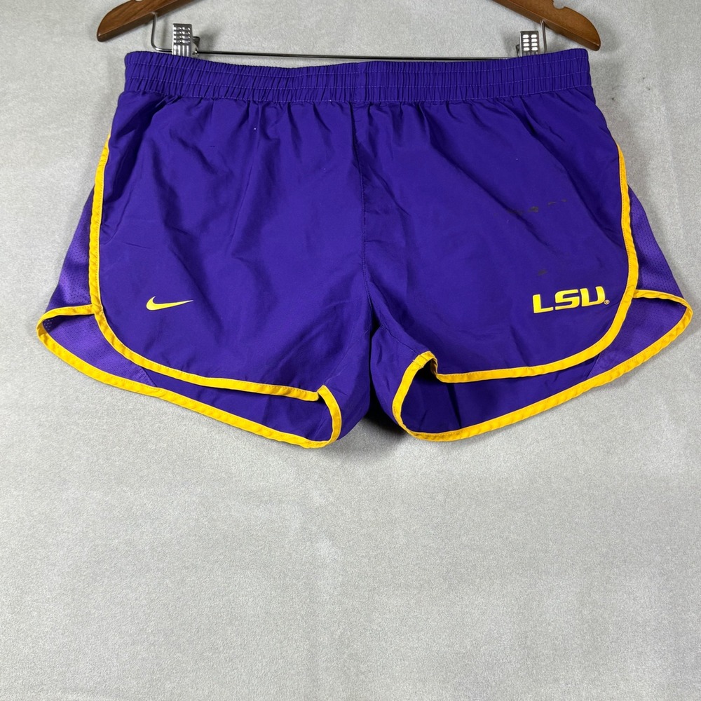 Nike Team LSU Tigers Purple Yellow Running Shorts Womens Small Nike FIT DRY